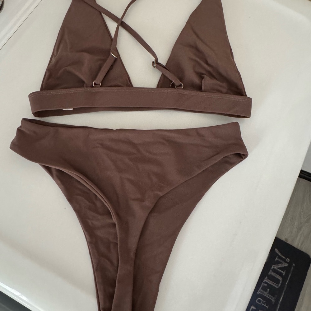 Brown Triangle Bikini Set
